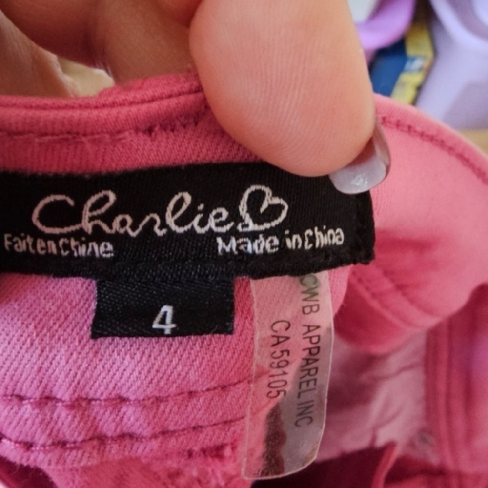 CHARLIE B Pink Ankle Jeans with Frayed Hem - Picture 5 of 5